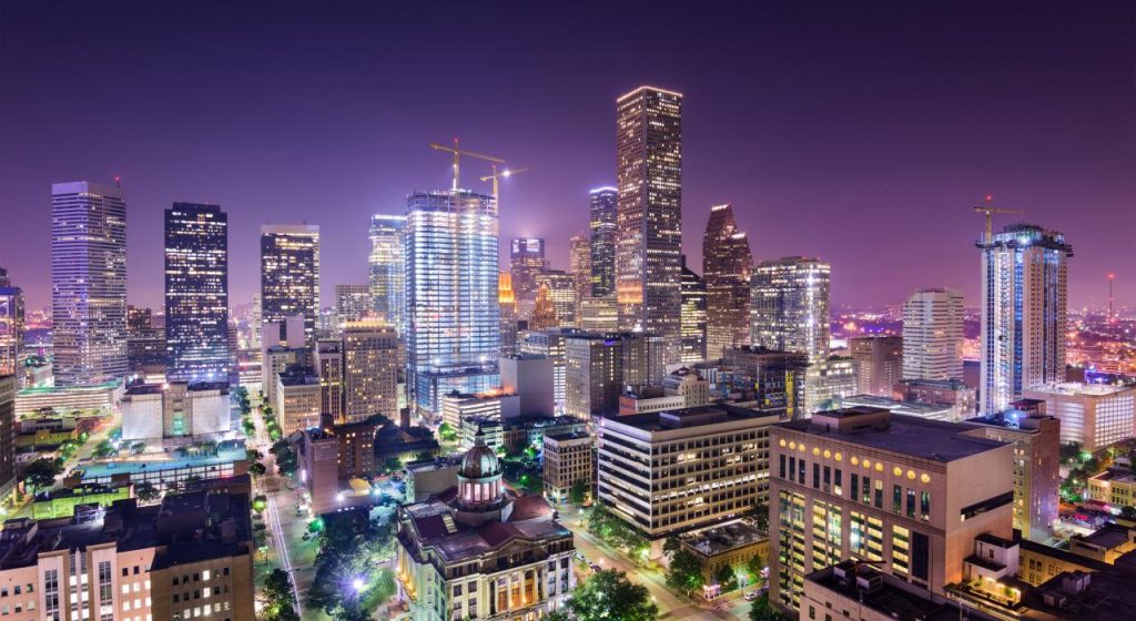 Houston Texas night city skyline